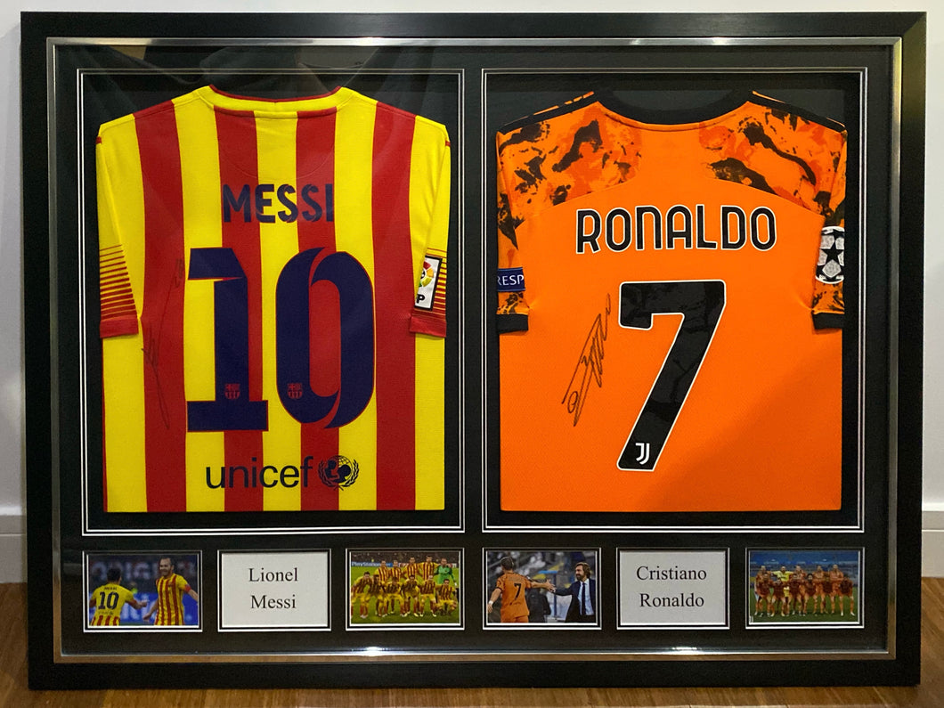 Framed & Signed Messi & Ronaldo Strips